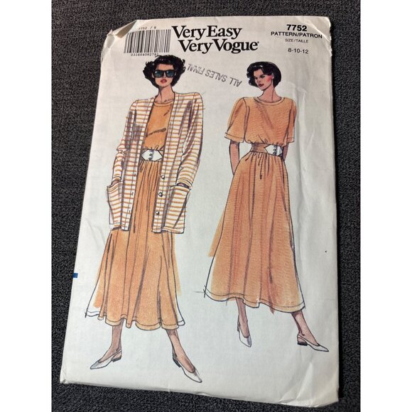 Vogue Sewing Pattern 7752 Womens Shirt Skirt & Cardigan Size 8-10-12 - Picture 5 of 5